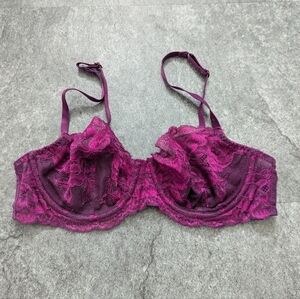 La Senza enza purple pink  sheer lace unlined bra Size 32D